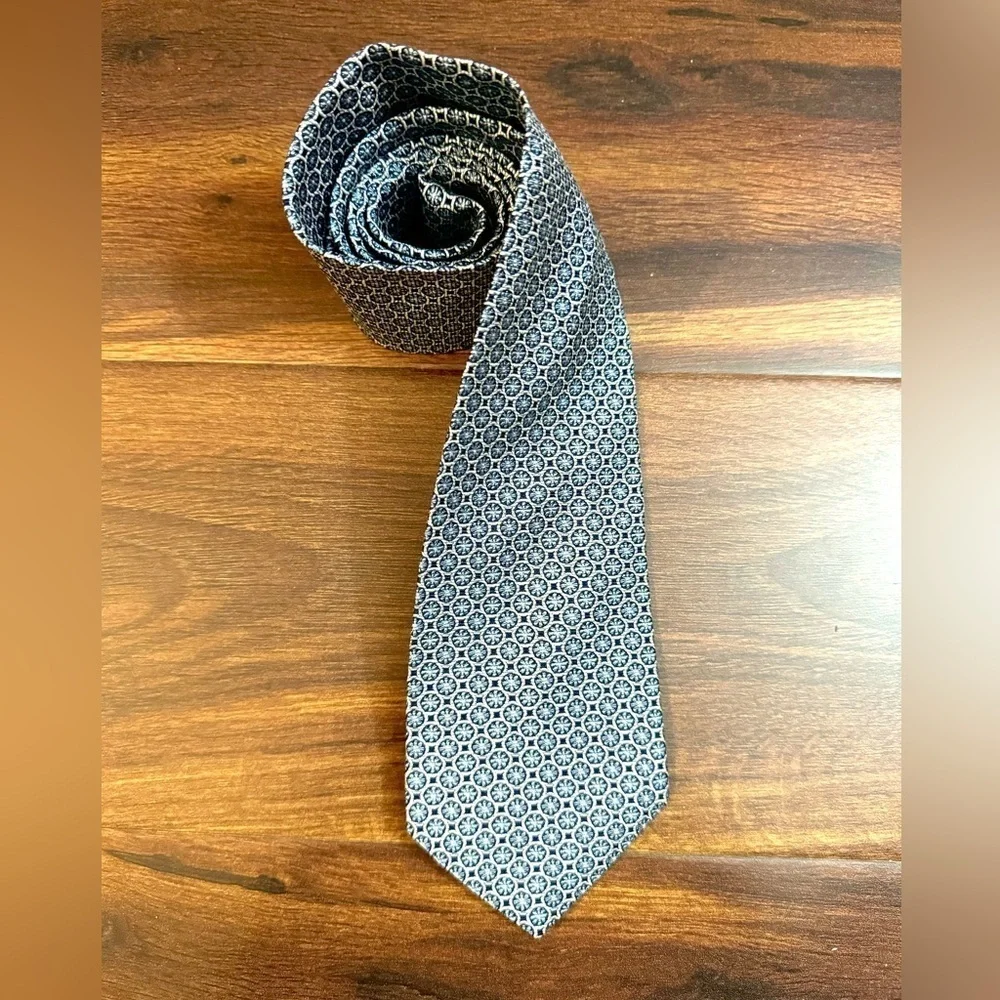 BROOKS BROTHERS Makers and Merchants Blue Silk Geometric Tie